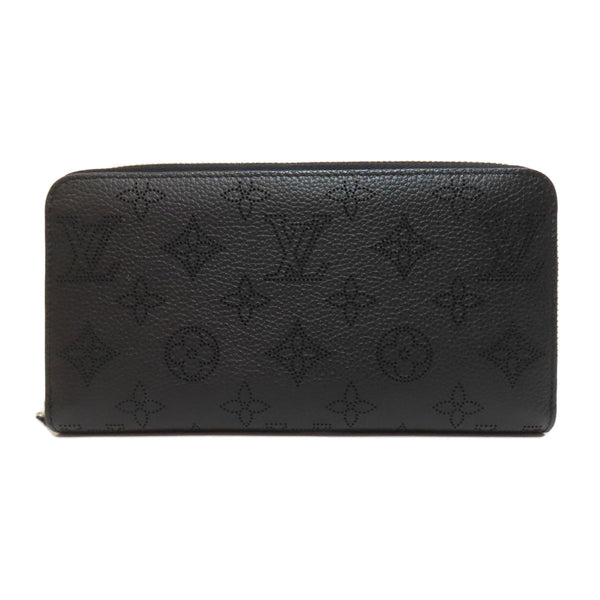 Louis Vuitton Long Wallet Purse M61867 Mahina Leather Black Zippy Wallet Women
