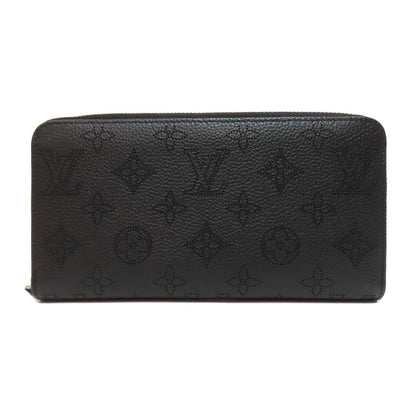 Louis Vuitton Long Wallet Purse M61867 Mahina Leather Black Zippy Wallet Women