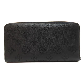 Louis Vuitton Long Wallet Purse M61867 Mahina Leather Black Zippy Wallet Women