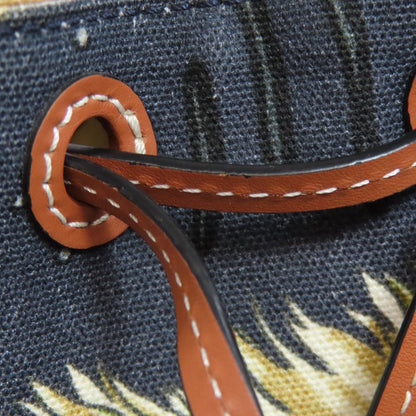 Loewe Shoulder Bag Canvas, Raffia Black Mermaid Motif Women