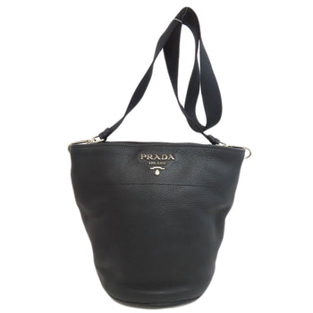 Prada Shoulder Bag Calfskin Black Logo Women