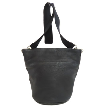 Prada Shoulder Bag Calfskin Black Logo Women