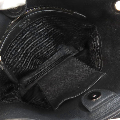 Prada Shoulder Bag Calfskin Black Logo Women