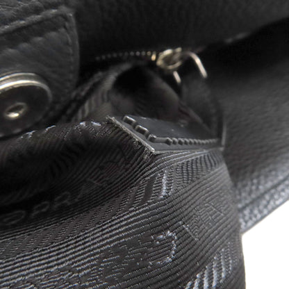 Prada Shoulder Bag Calfskin Black Logo Women