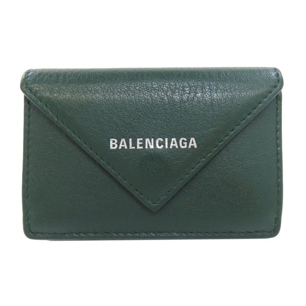 Balenciaga Bifold Wallet 391446 Leather Green Compact Wallet Tri-Fold Wallet Women