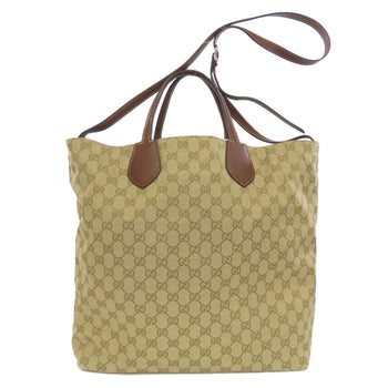 Gucci Tote Bag 370823 Canvas Brown Gg Pattern Reversible 2Way Women