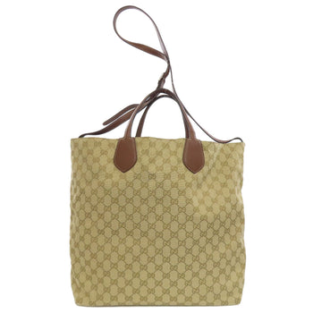 Gucci Tote Bag 370823 Canvas Brown Gg Pattern Reversible 2Way Women