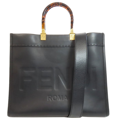 Fendi Handbag Calfskin Black Sunshine Medium 2Way Women