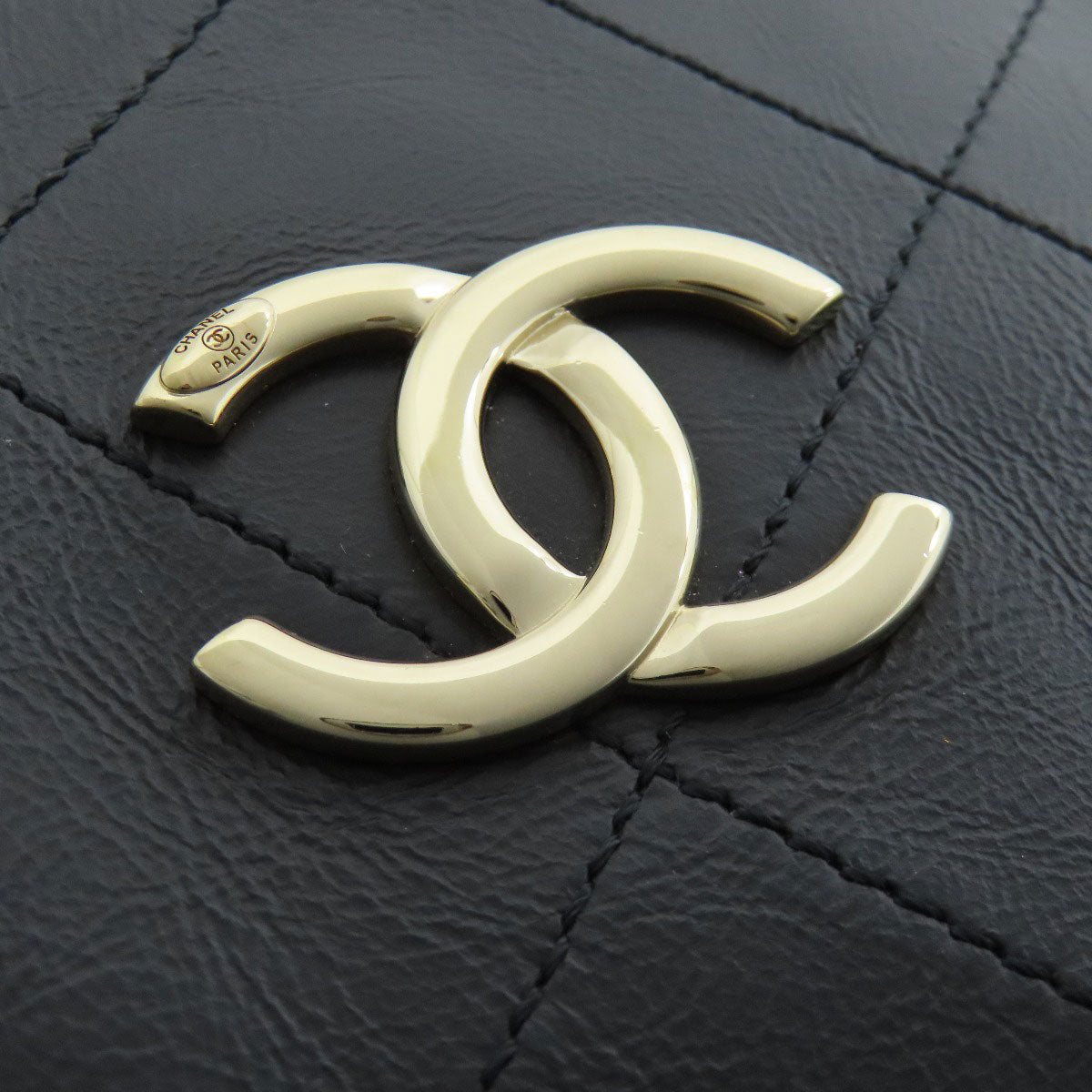 Chanel Tote Bag Calfskin Black Chain Tote Gold Metal Women