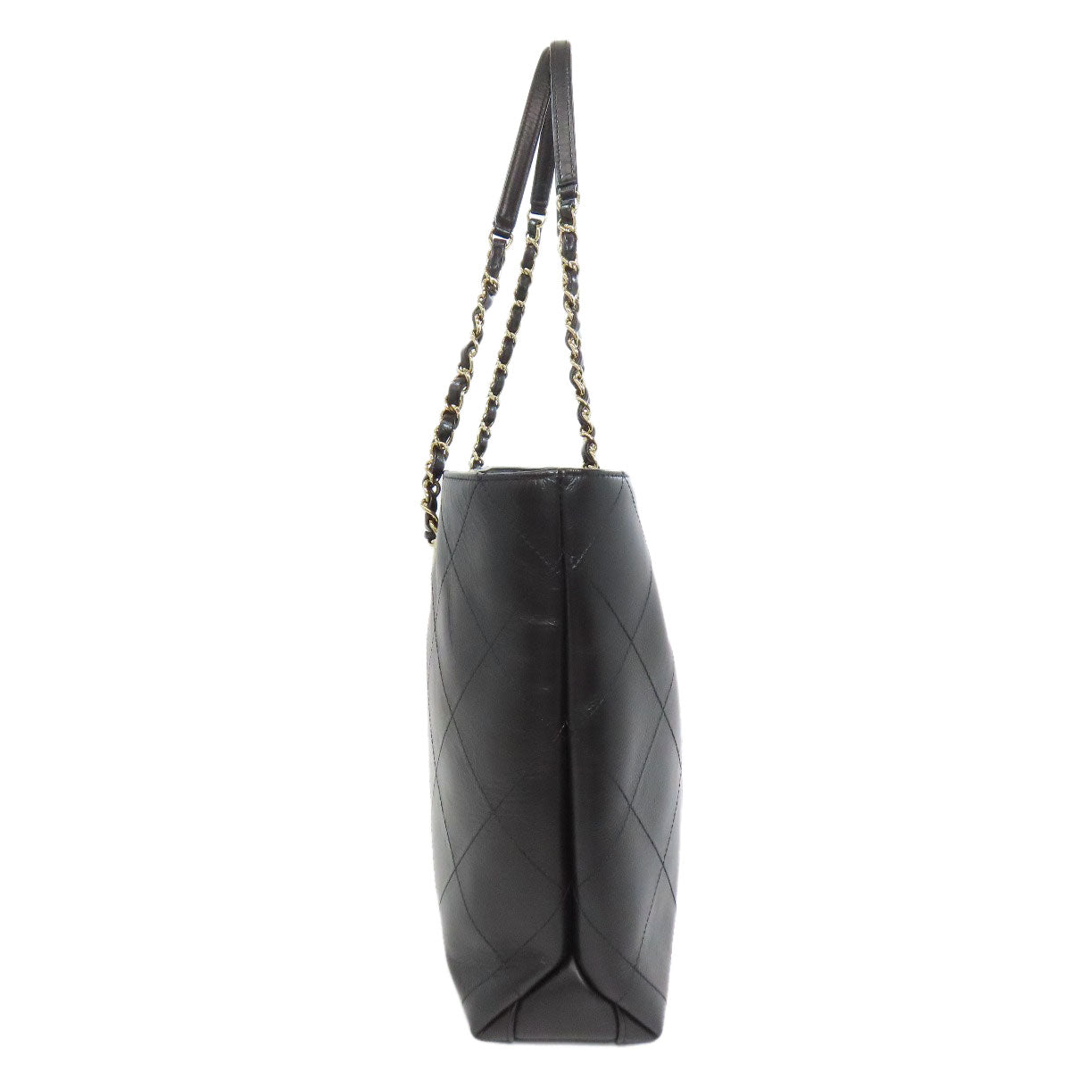 Chanel Tote Bag Calfskin Black Chain Tote Gold Metal Women