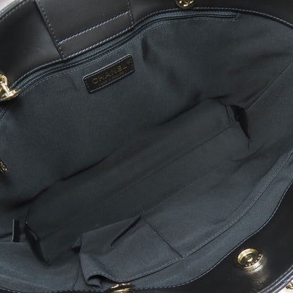 Chanel Tote Bag Calfskin Black Chain Tote Gold Metal Women