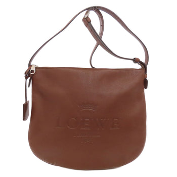 Loewe Shoulder Bag Calfskin Brown Logo Women