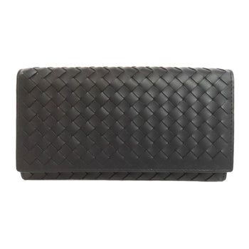 Bottegaveneta Long Wallet Purse Calfskin Black Intrecciato Women