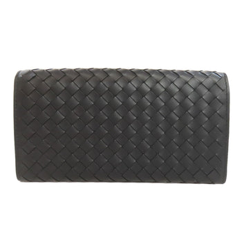 Bottegaveneta Long Wallet Purse Calfskin Black Intrecciato Women