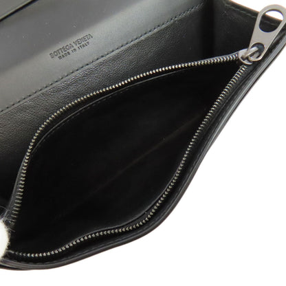 Bottegaveneta Long Wallet Purse Calfskin Black Intrecciato Women