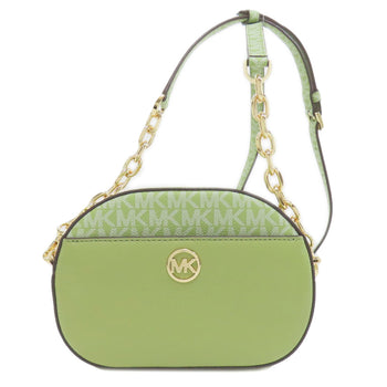 Michael Kors Shoulder Bag Leather Green Mk Signature Chainshoulder