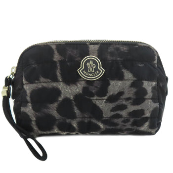 Moncler Cosmetics Pouch Nylon Black Leopard Pattern Women