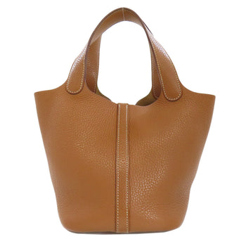 Hermes Handbag Taurillon Clemence Brown Picotin Lock Pm Silvermetal Women