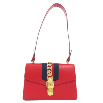 Gucci Shoulder Bag 421882 Calfskin Red Silvi