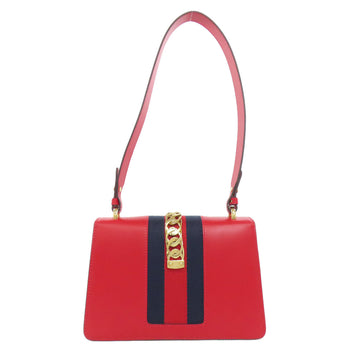 Gucci Shoulder Bag 421882 Calfskin Red Silvi
