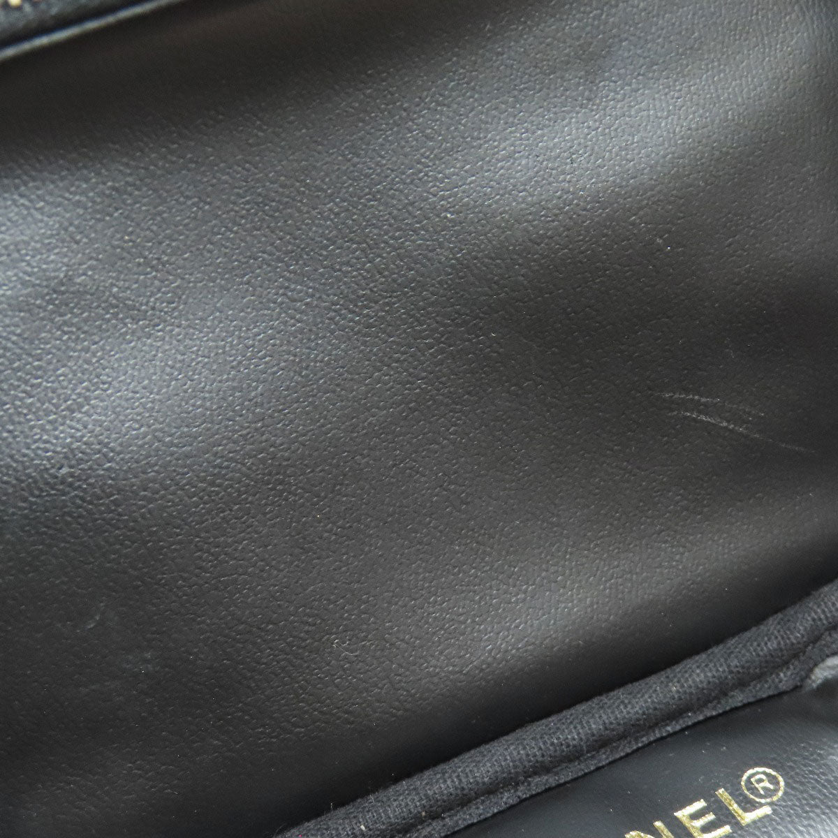 Chanel Tote Bag Grained Calfskin Skin Black Vanity Gold Metal