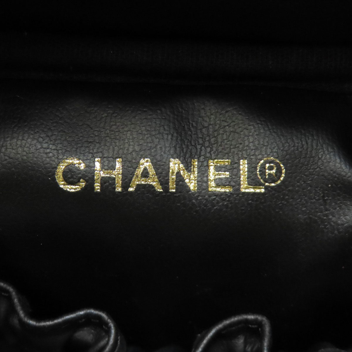 Chanel Tote Bag Grained Calfskin Skin Black Vanity Gold Metal