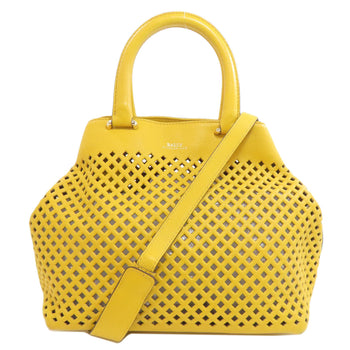 Bally Handbag Leather Yellow Punching 2Way Women