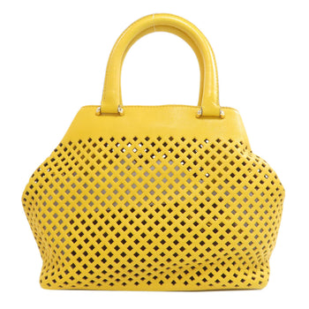 Bally Handbag Leather Yellow Punching 2Way Women