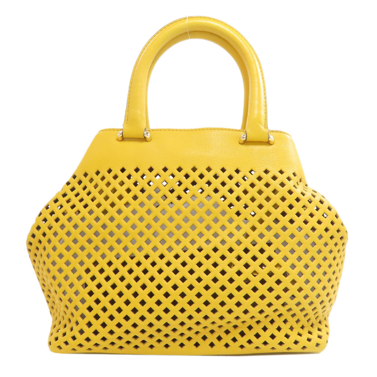 Bally Handbag Leather Yellow Punching 2Way Women