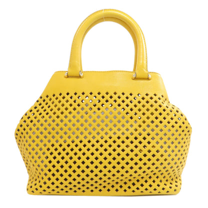 Bally Handbag Leather Yellow Punching 2Way Women