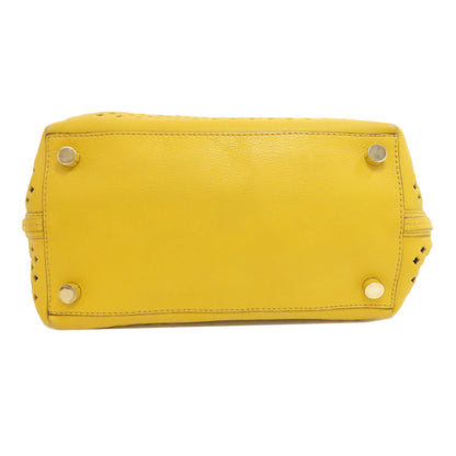 Bally Handbag Leather Yellow Punching 2Way Women