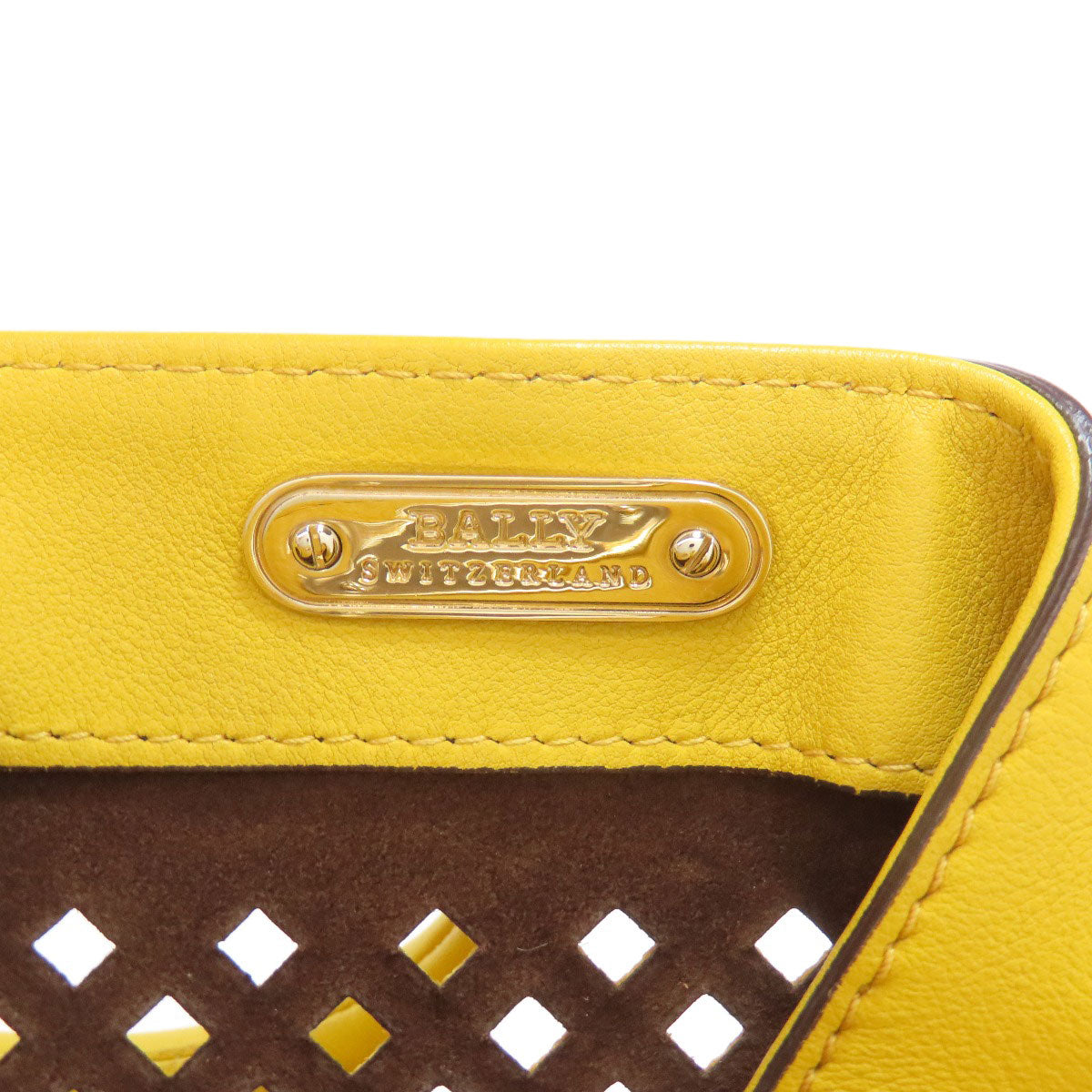 Bally Handbag Leather Yellow Punching 2Way Women