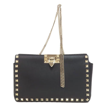 Valentino Shoulder Bag Leather Black Studs