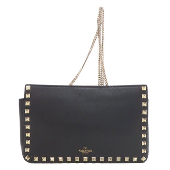 Valentino Shoulder Bag Leather Black Studs