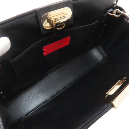 Valentino Shoulder Bag Leather Black Studs