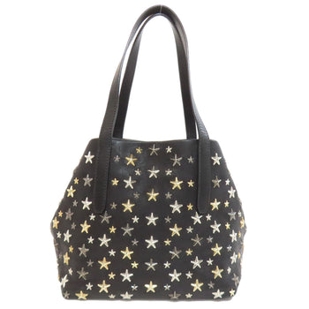Jimmy Choo Tote Bag Leather Black Sophia Star Motif Women