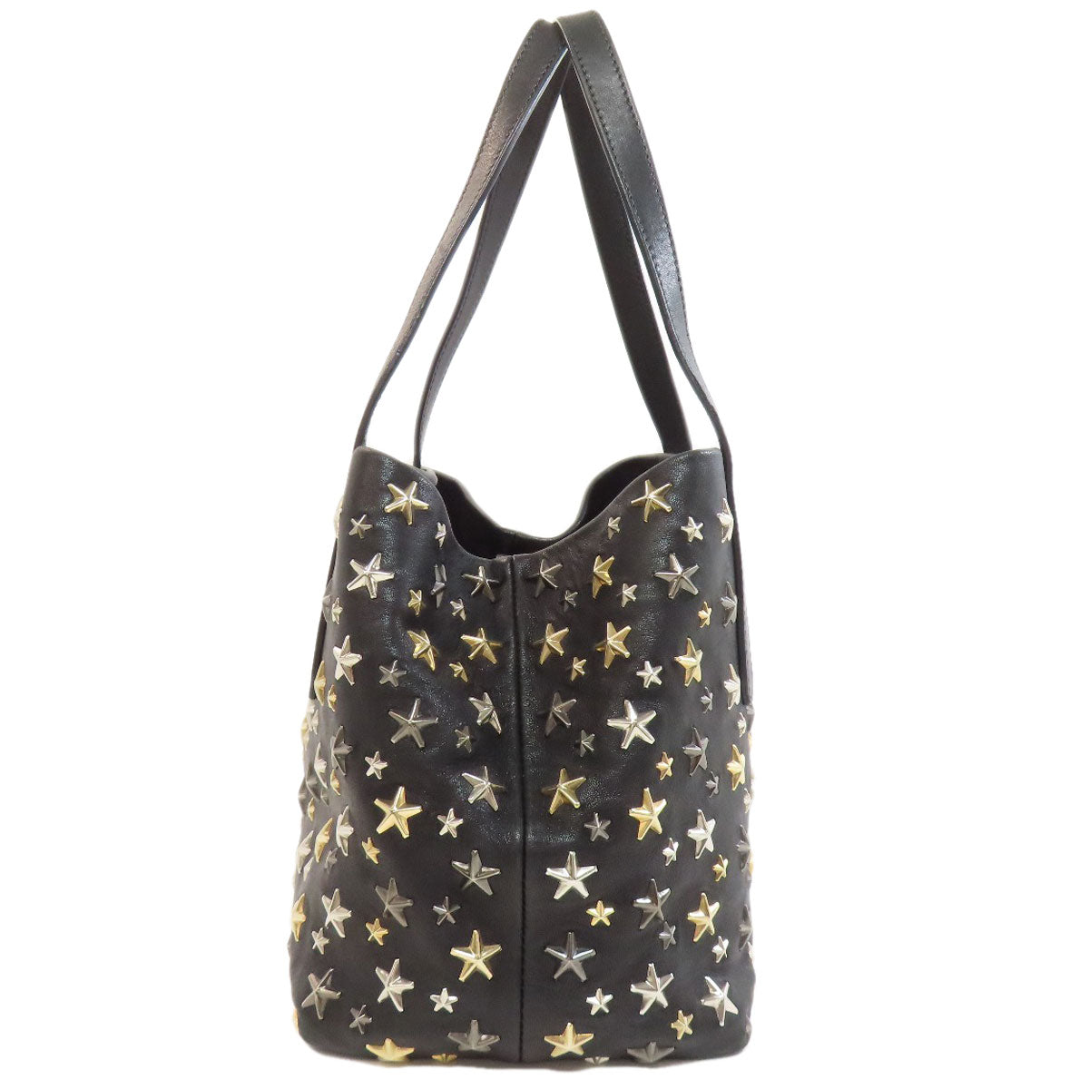 Jimmy Choo Tote Bag Leather Black Sophia Star Motif Women
