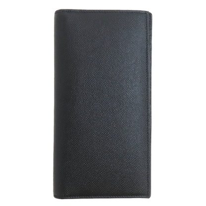 Saint Laurent Long Wallet Purse Leather Black Simple Design Mens