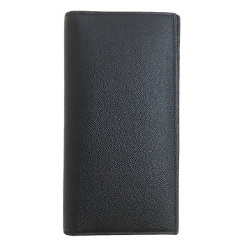 Saint Laurent Long Wallet Purse Leather Black Simple Design Mens