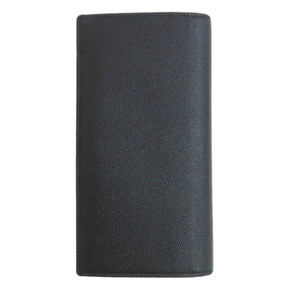 Saint Laurent Long Wallet Purse Leather Black Simple Design Mens