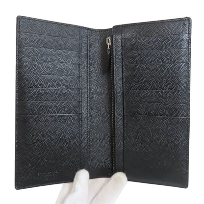 Saint Laurent Long Wallet Purse Leather Black Simple Design Mens
