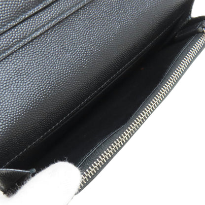 Saint Laurent Long Wallet Purse Leather Black Simple Design Mens