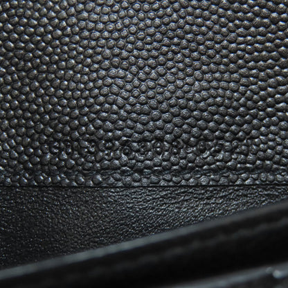 Saint Laurent Long Wallet Purse Leather Black Simple Design Mens