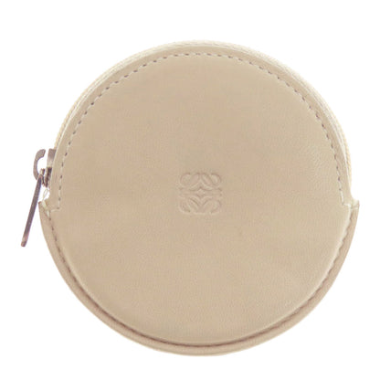 Loewe Coin Case Calfskin Beige Anagram Round Shape Women