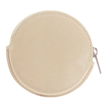 Loewe Coin Case Calfskin Beige Anagram Round Shape Women