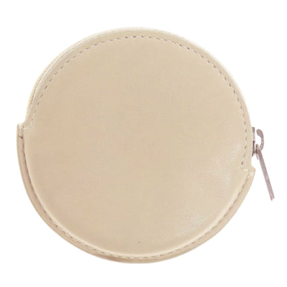 Loewe Coin Case Calfskin Beige Anagram Round Shape Women