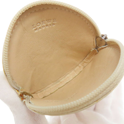 Loewe Coin Case Calfskin Beige Anagram Round Shape Women