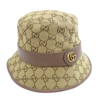 Gucci Hat 576587 71% Cotton, 29% Polyester, Cowhide Beige Gg Canvas Fedora Hat Bucket Hat Gg Women