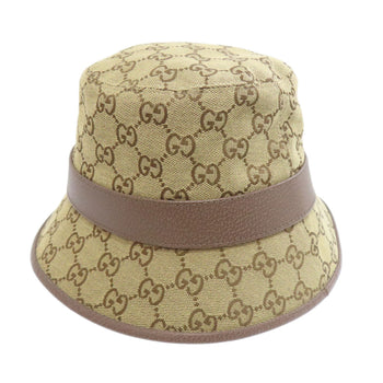 Gucci Hat 576587 71% Cotton, 29% Polyester, Cowhide Beige Gg Canvas Fedora Hat Bucket Hat Gg Women