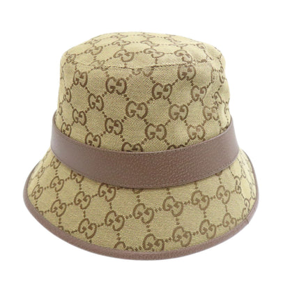 Gucci Hat 576587 71% Cotton, 29% Polyester, Cowhide Beige Gg Canvas Fedora Hat Bucket Hat Gg Women